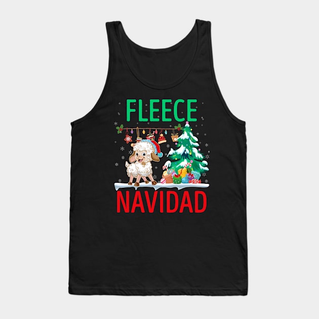 fleece navida funny Christmas sheep | sheep with Santa hat Christmast gift farmer sheep lover Tank Top by TeesCircle